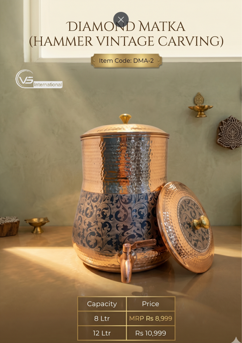 Diamond Matka (Hammer Vintage Carving)