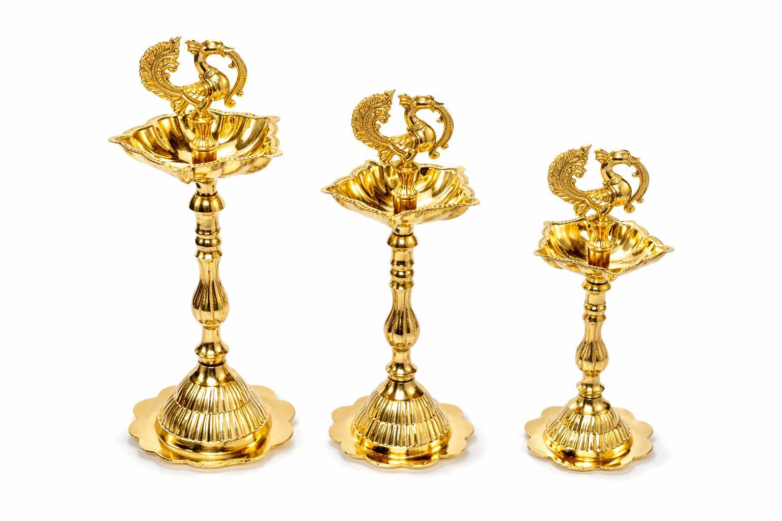 Brass Peacock Diya Stand