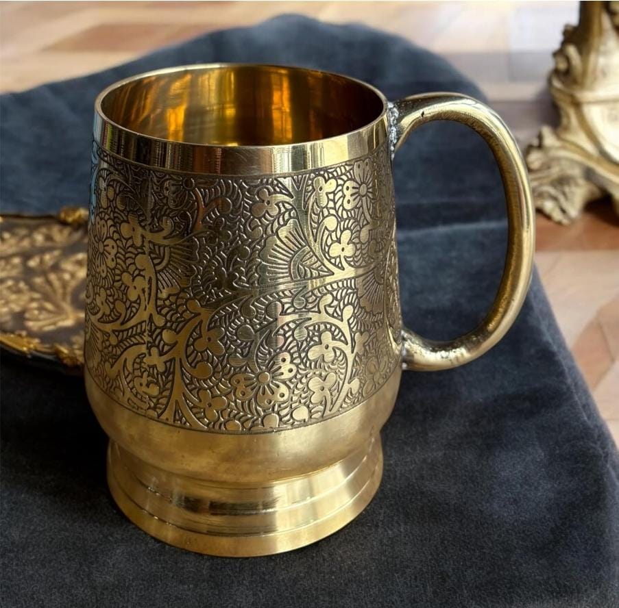 Brass Engraved Beer Mug / Water Mug