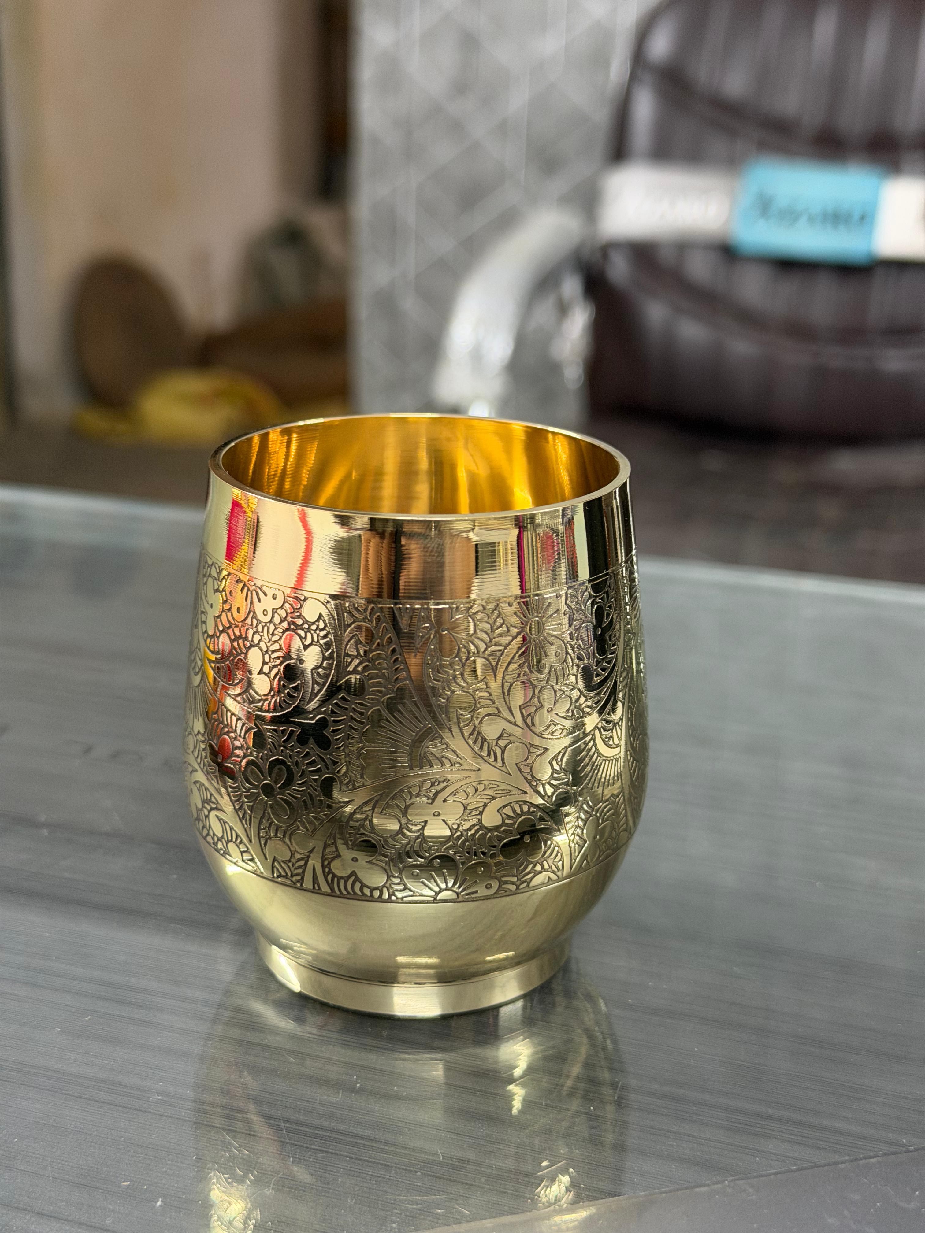 Brass Engraved Tumbler Glass